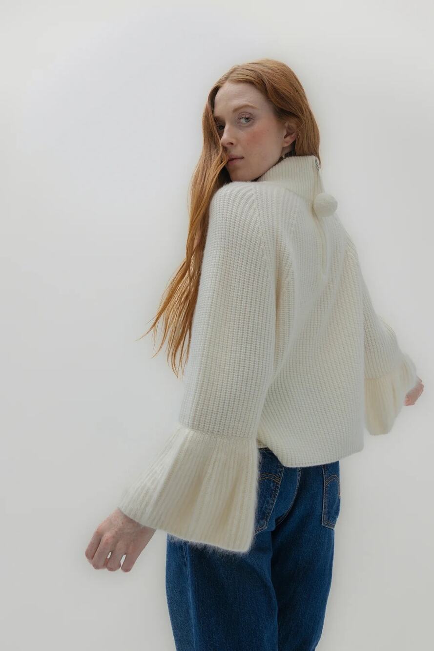 NakedCashmere LUXE PUFF TURTLENECK cashmere sweater Chalk Small